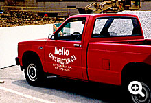 Nello's retro pickup on a project site for Franklin Regional School District.